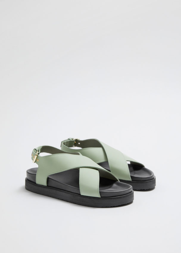 & Other Stories Criss-cross Leather Sandals Green