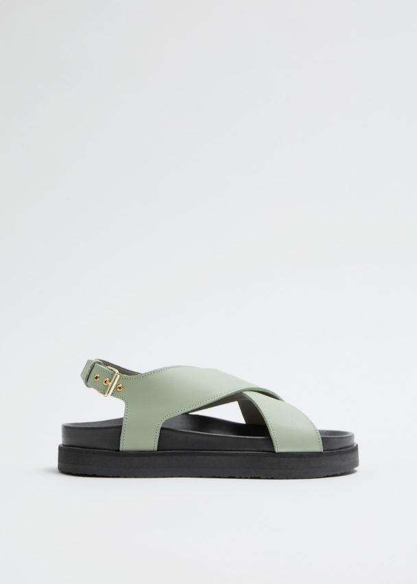 & Other Stories Criss-cross Leather Sandals Green