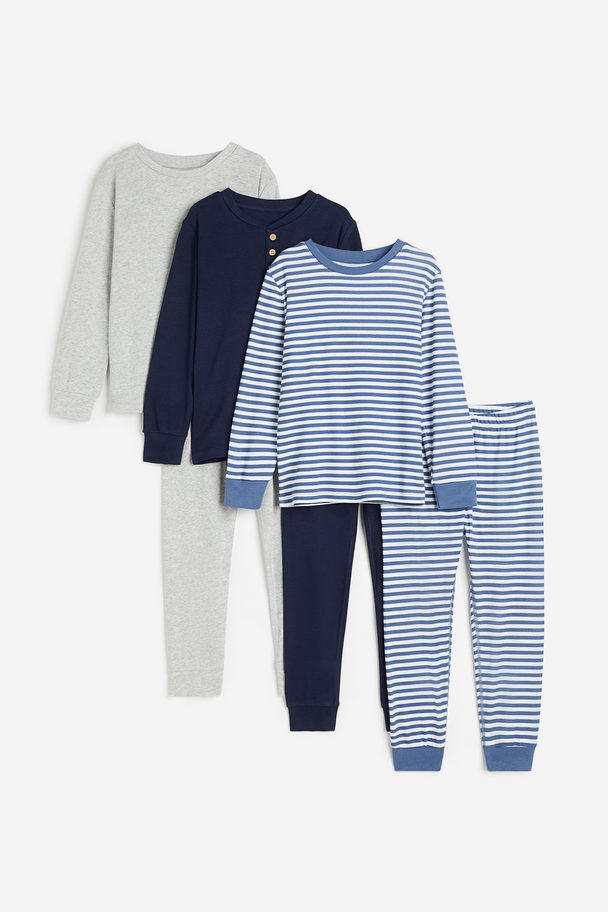 H&M Set Van 3 Pyjama‘s Blauw/gestreept
