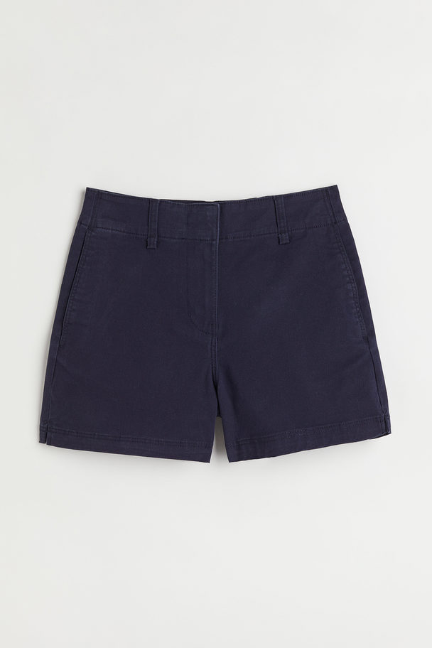 H&M Cotton Twill Shorts Dark Blue