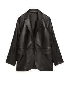 Oversized Leather Blazer Black