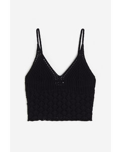 Crochet-look Top Black