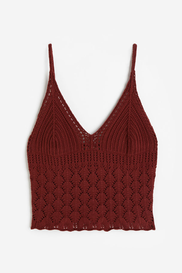 H&M Crochet-look Top Rust Red