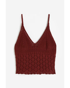 Crochet-look Top Rust Red