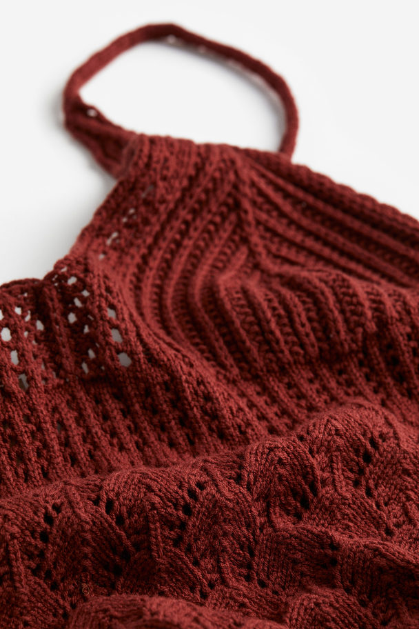 H&M Crochet-look Top Rust Red