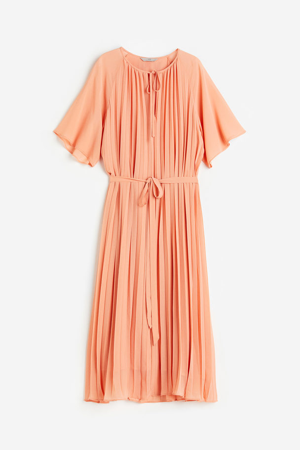 H&M Plissiertes Kleid Apricot