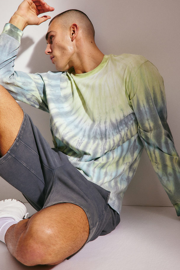 H&M Drymove™ Long-sleeved Sports Top Green/tie-dye