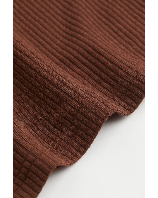 H&M Rib-knit Halterneck Top Dark Brown