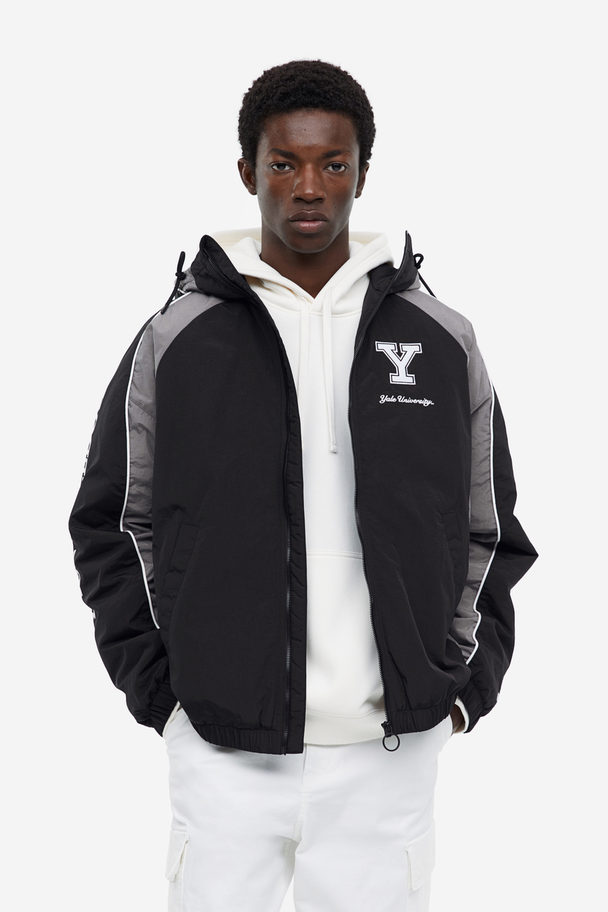 H&M Hooded Track Jacket Black/yale