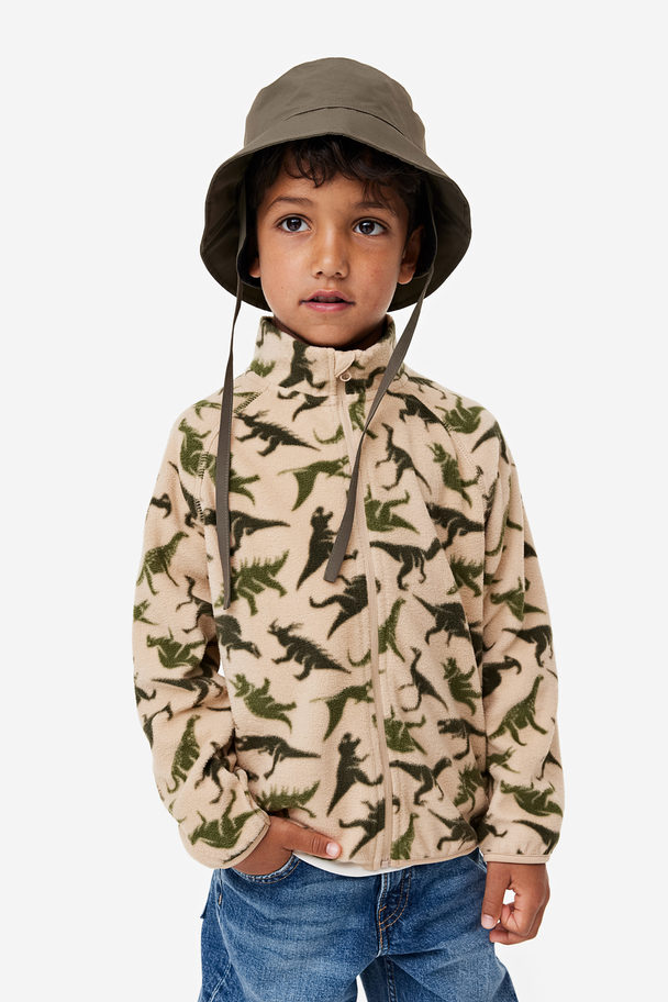 H&M Fleece Jacket Beige/dinosaurs