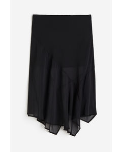 Asymmetric Crêpe Skirt Black