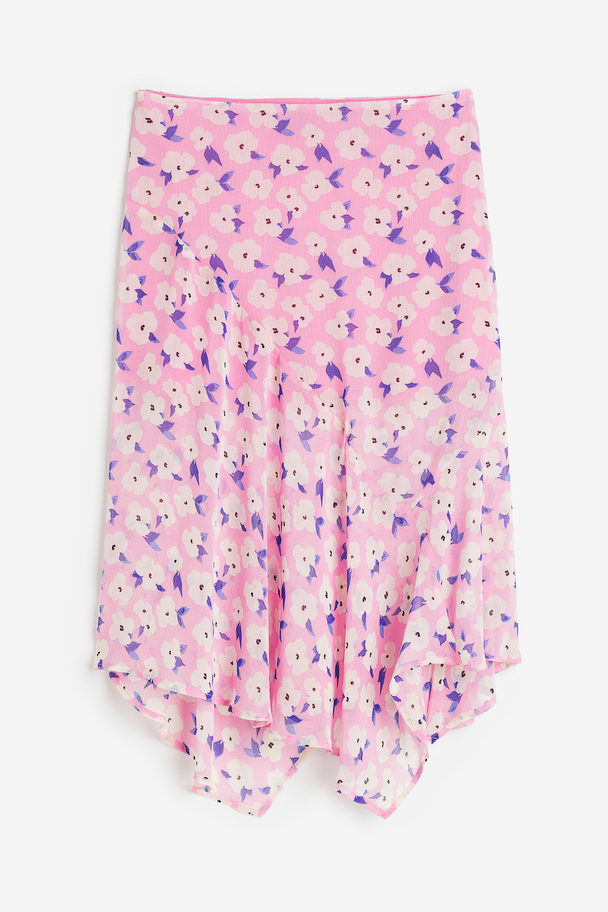 H&M Asymmetric Crêpe Skirt Light Pink/floral