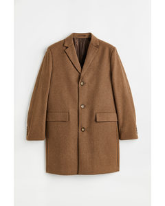 Wool-blend Coat Brown