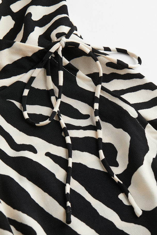 H&M Jersey Wrap Dress Cream/zebra-print