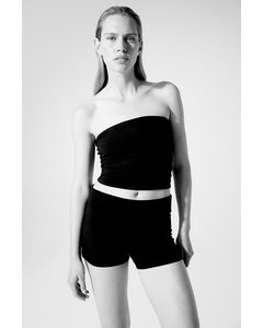 Foldover-waist Mini Shorts Black