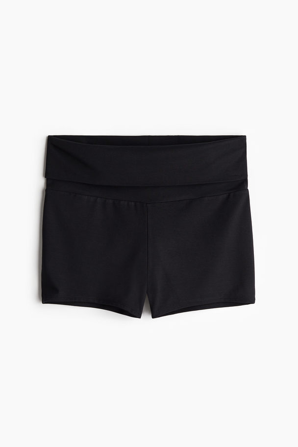 H&M Minishorts Med Vikbar Mudd Svart