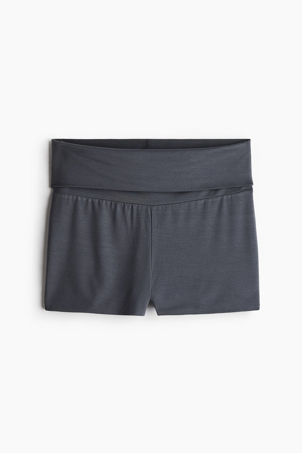 H&M Minishorts Med Vikbar Mudd Mörkgrå