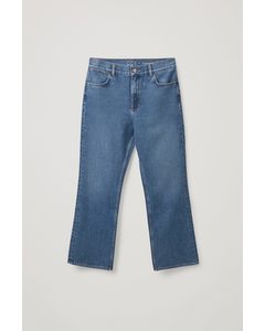 Cropped Flared Jeans Blue