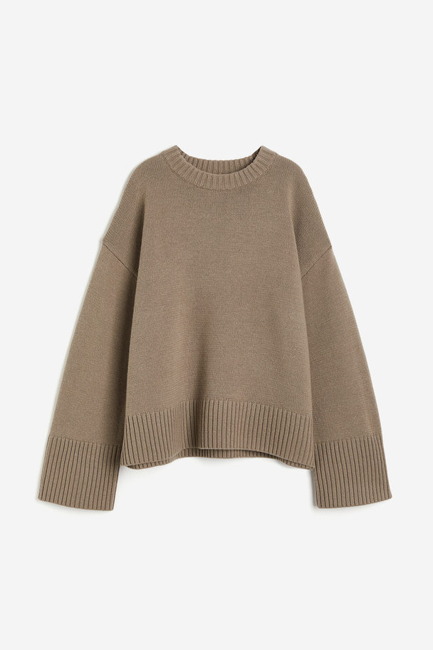 H&M Oversized-Pullover aus Kaschmirmix Dunkelbeige