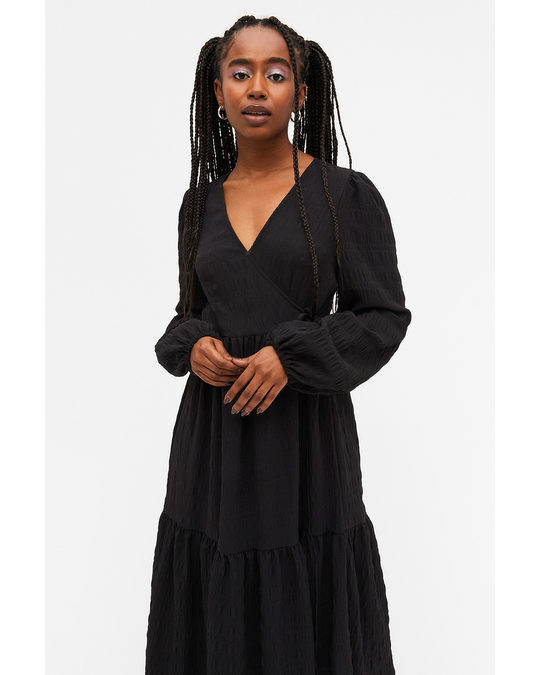 Monki Tiered Midi Dress Black