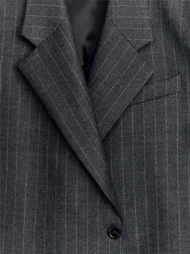 ARKET Cropped Wool Blend Blazer Dark Grey