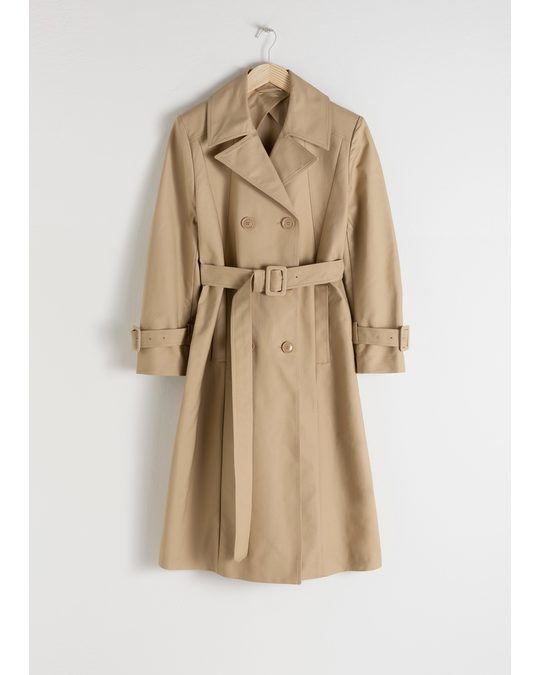 & Other Stories Belted A-line Trenchcoat Beige