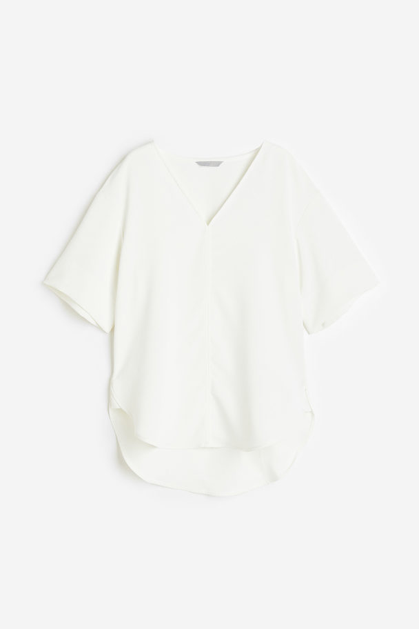H&M Shirt mit V-Ausschnitt Weiß