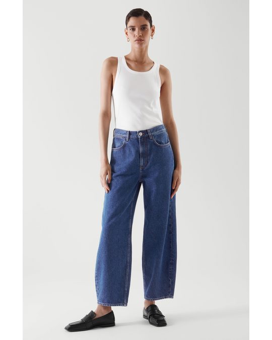 COS Barrel-leg Mid-rise Jeans Mid-blue