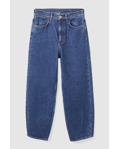 Barrel-leg Mid-rise Jeans Mid-blue