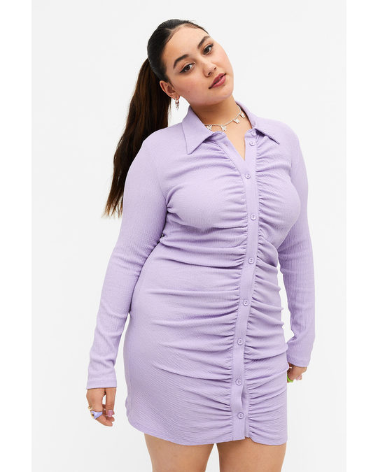 Monki Crepe Mini Shirt Dress Purple