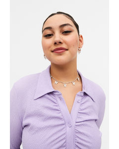 Crepe Mini Shirt Dress Purple