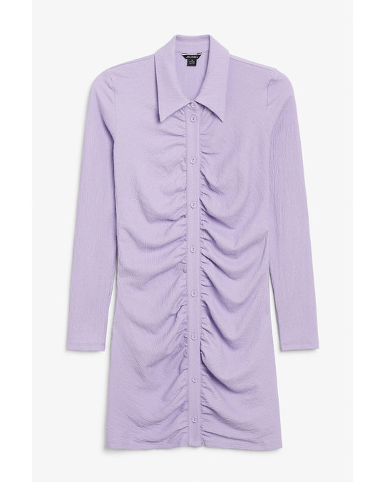 Monki Crepe Mini Shirt Dress Purple