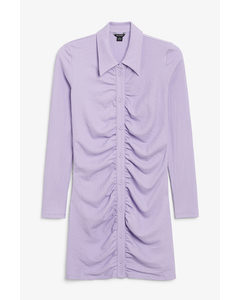 Crepe Mini Shirt Dress Purple