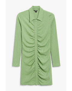 Crepe Mini Shirt Dress Green