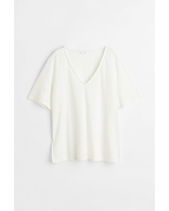 H&M Linen Jersey T-shirt White