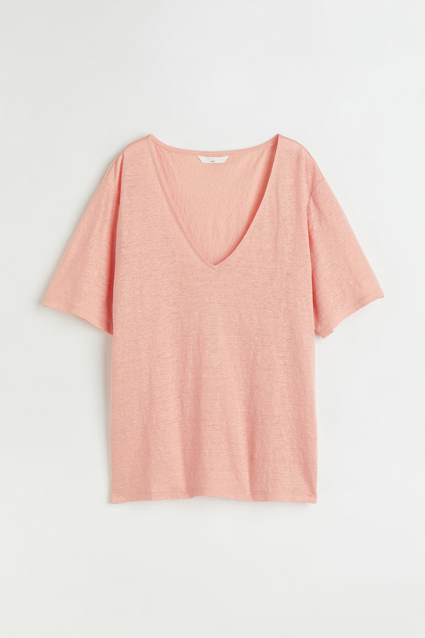 H&M Linen Jersey T-shirt Apricot