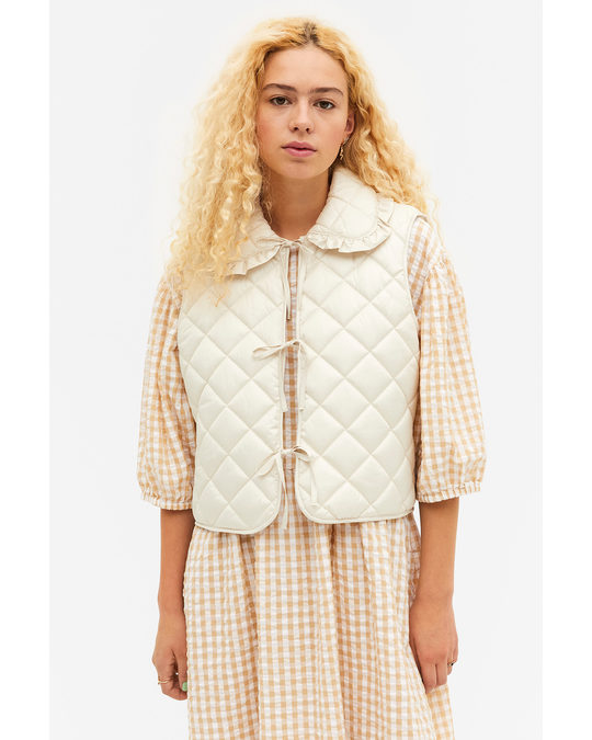 Monki Off-white Big Collar Quilted Vest Off-white