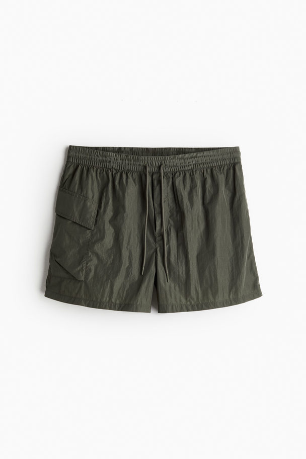 H&M Leg-pocket Swim Shorts Khaki Green