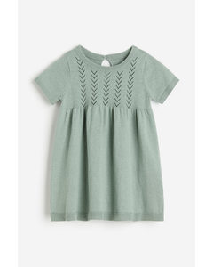 Knitted Cotton Dress Dusty Green