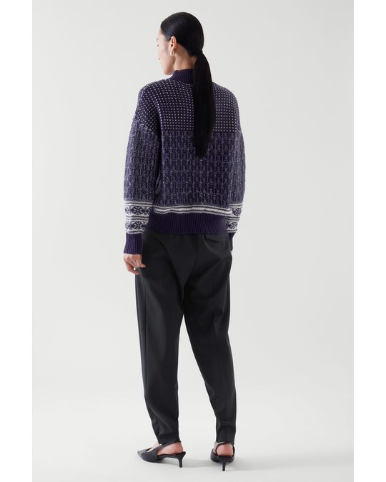 COS Knitted Wool-blend Jumper Navy