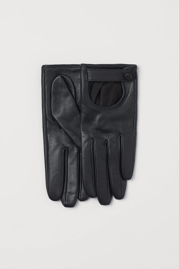 H&M Handskar I Läder Svart