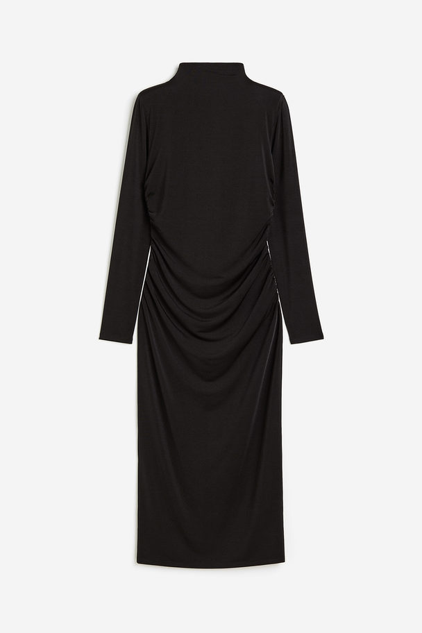 H&M Drapiertes Jerseykleid Schwarz