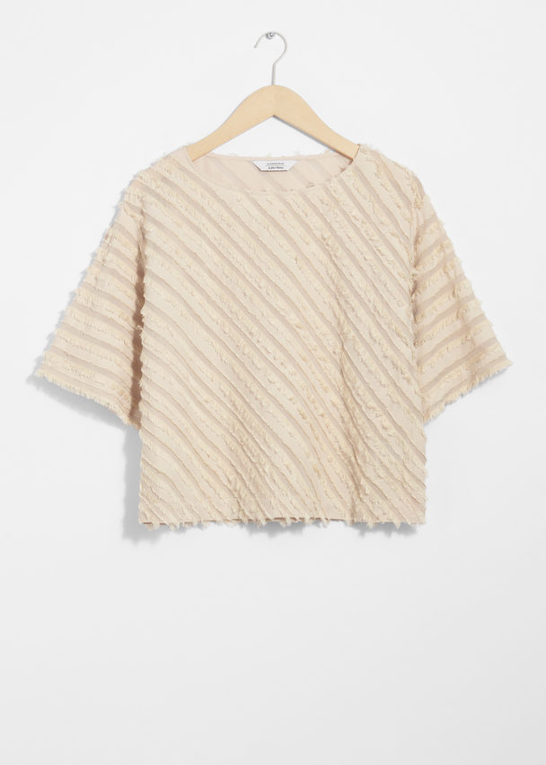 & Other Stories Getextureerde Top Met Korte Mouwen Beige