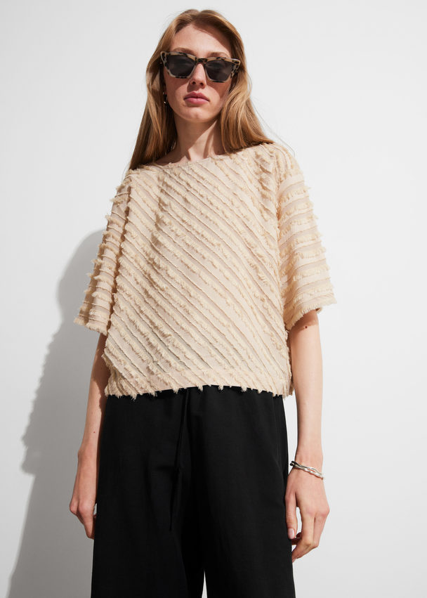 & Other Stories Getextureerde Top Met Korte Mouwen Beige