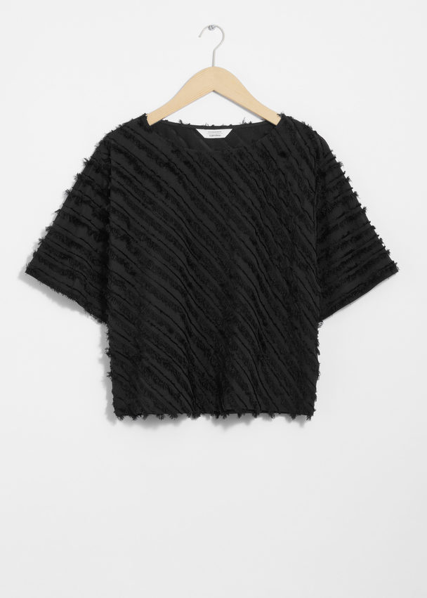 & Other Stories Textured Short-sleeve Top Black