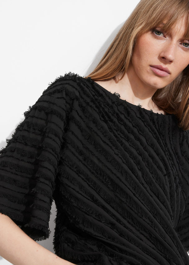 & Other Stories Textured Short-sleeve Top Black