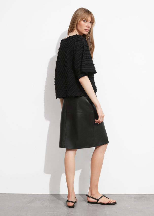 & Other Stories Textured Short-sleeve Top Black