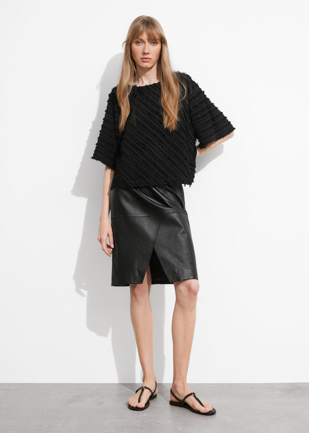 & Other Stories Textured Short-sleeve Top Black