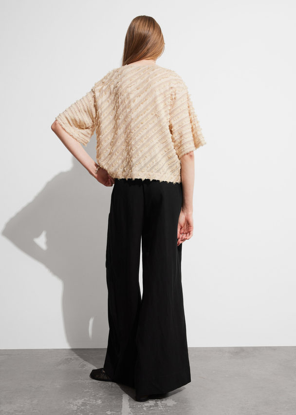 & Other Stories Textured Short-sleeve Top Beige