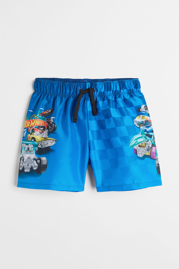 H&M Printed Swim Shorts Blue/hot Wheels